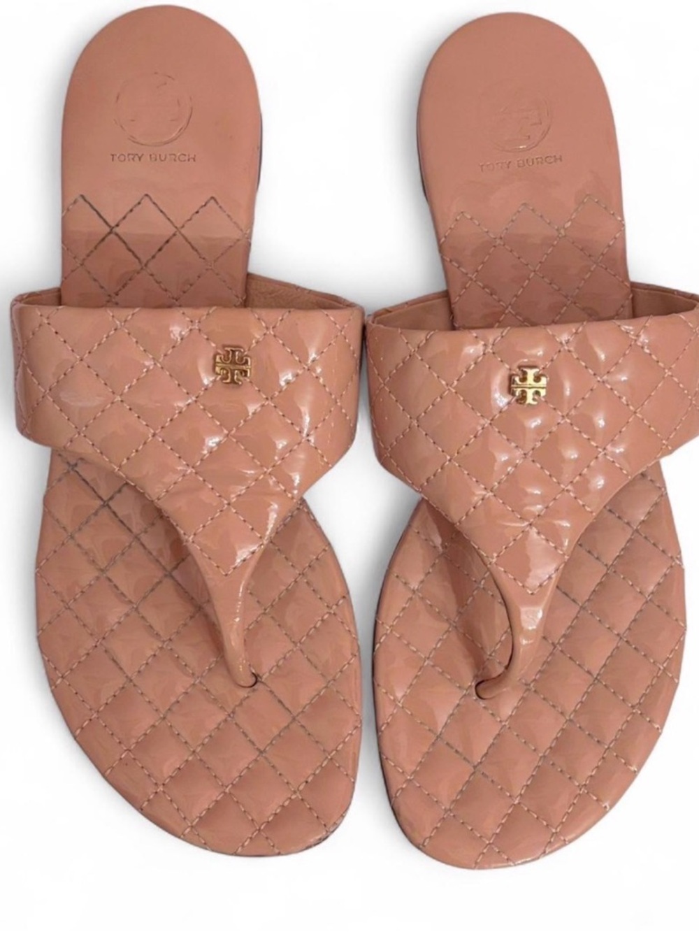 Tory Burch Kent Quilted Thong Sandal Light Oak 9.5